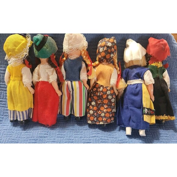 Vintage Gutach Schwarzwald Dolls, 6" with Traditional German Dress Set Of 6 - Picture 6 of 6
